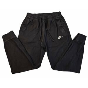 Nike Men’s Black Fleece Jogger Sweatpants Cuffed Drawstring Size M